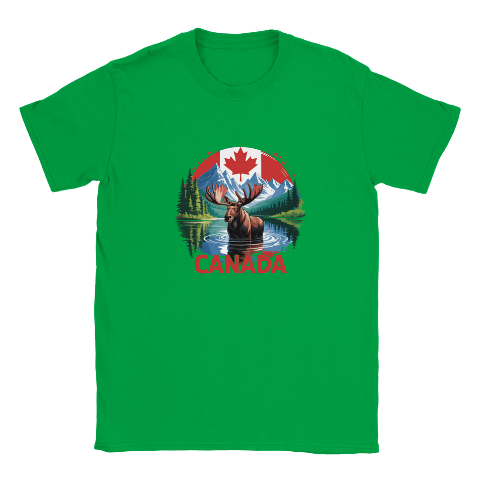 Kids Moose and Mountains T-Shirt - Soft Heavyweight Fabric - KPAP Canada