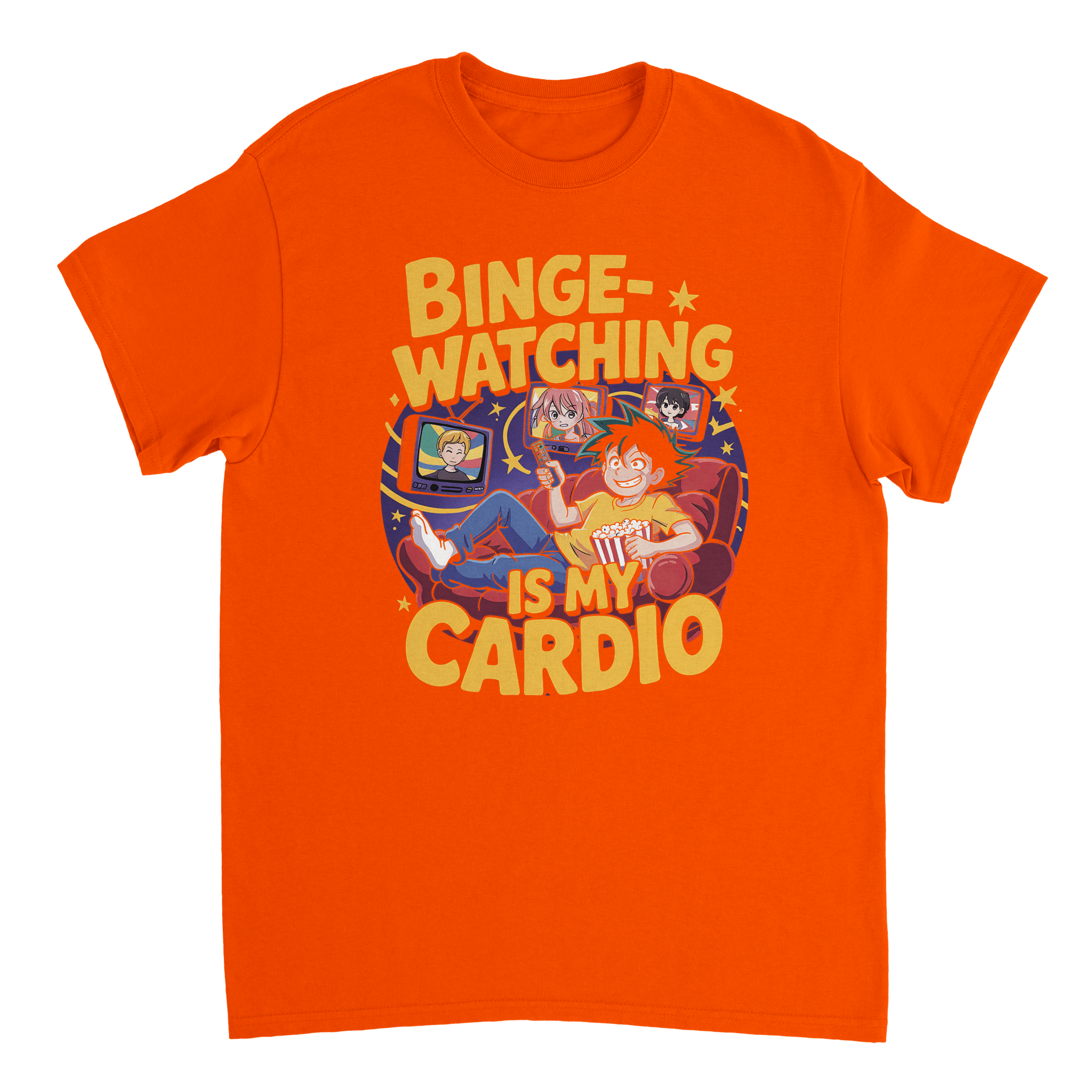 Binge - Watching is My Cardio T-Shirt – Anime & Chill Heavyweight Cotton Tee for Ultimate Comfort - KPAP Canada