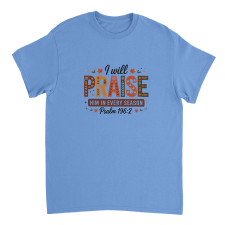 Praise Him in Every Season T-Shirt – Autumnal Folk Art Design, Heavyweight Cotton, Classic Fit, Durable Casual Wear - KPAP Canada
