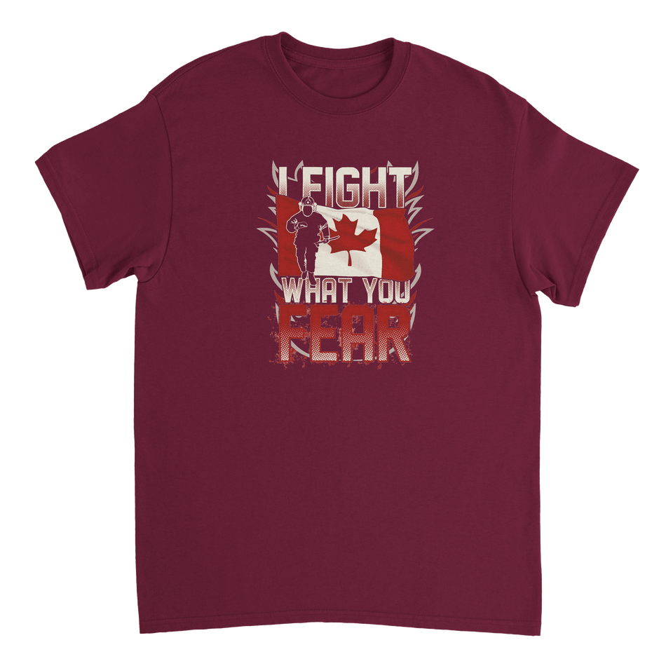 Canadian Firefighter 'I Fight What You Fear' T-Shirt – Premium Cotton, Bold Design, Everyday Hero Wear - KPAP Canada