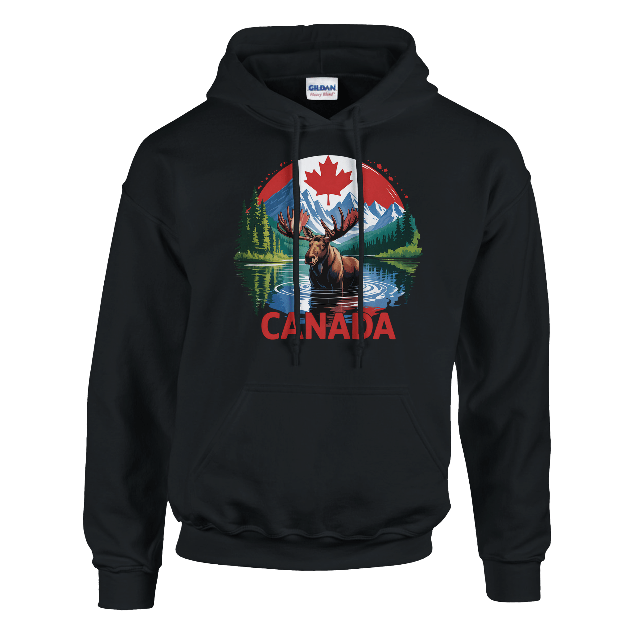 Canadian Moose & Mountains Pullover Hoodie – Heavy Blend Comfort - KPAP Canada