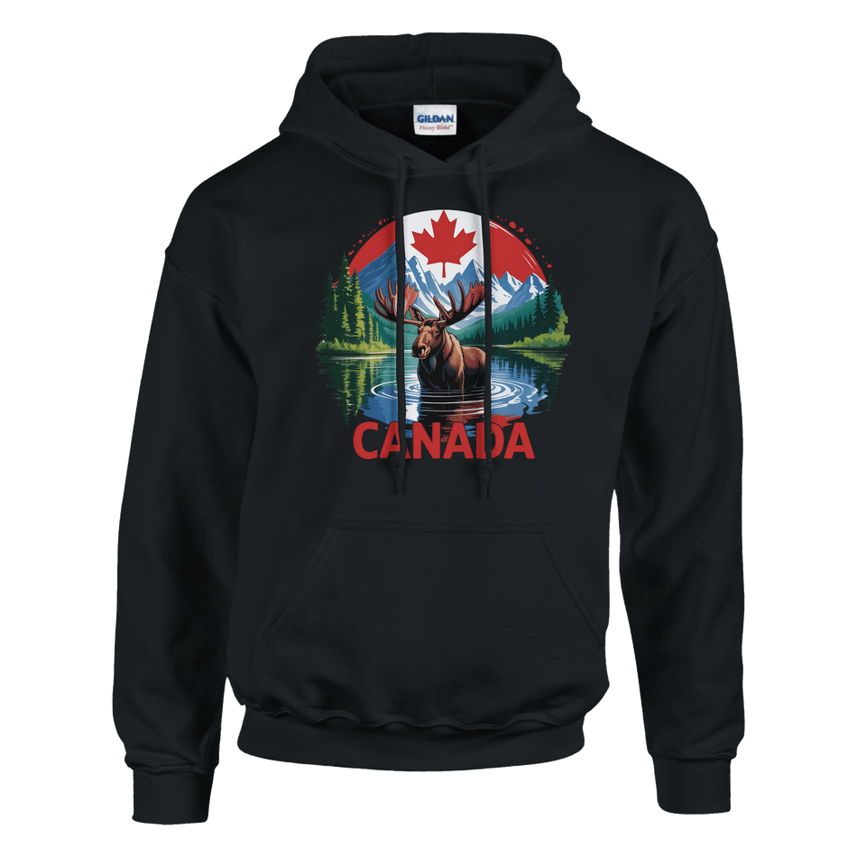 Canadian Moose & Mountains Pullover Hoodie – Heavy Blend Comfort - KPAP Canada