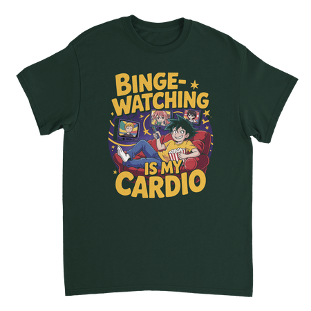 Binge - Watching is My Cardio T-Shirt – Anime & Chill Heavyweight Cotton Tee for Ultimate Comfort - KPAP Canada