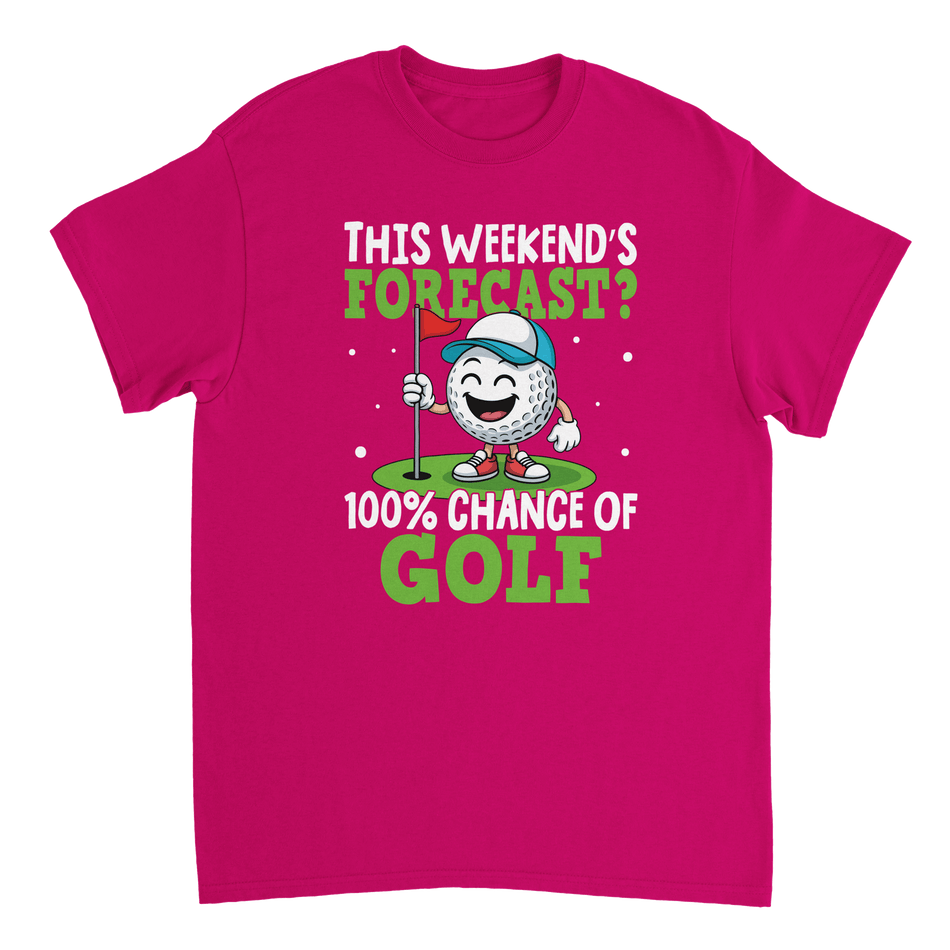 Weekend Forecast Golf T-Shirt – 100% Chance of Golf, Heavyweight Cotton, Classic Fit for Golf Lovers - KPAP Canada