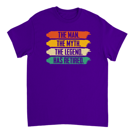The Man The Myth The Legend Has Retired T-Shirt – Vintage Sunset Palette, Premium Cotton, Classic Fit, Retirement Gift - KPAP Canada