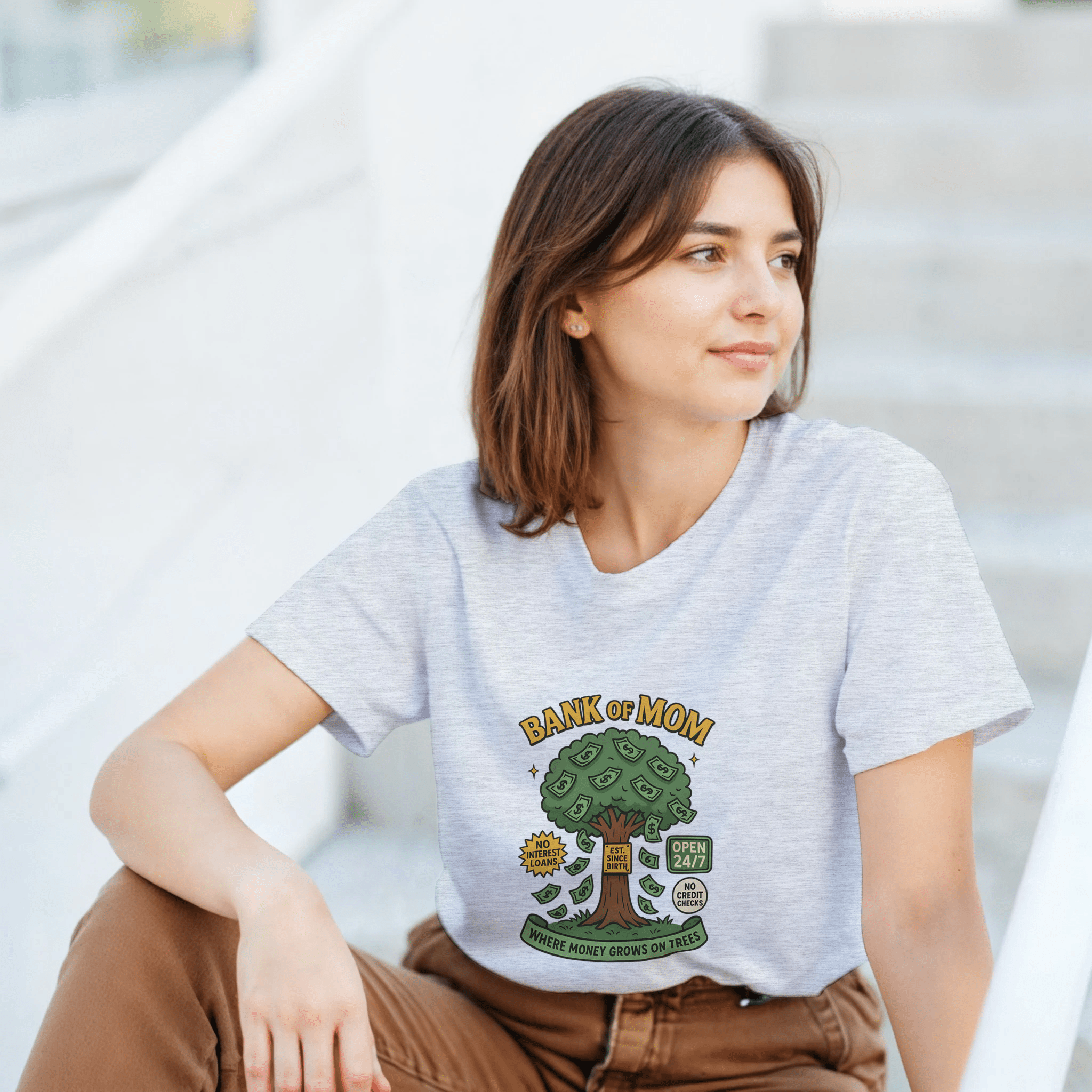 Bank of Mom T-Shirt – Heavyweight Cotton, Classic Fit, Where Money Grows on Trees - KPAP Canada