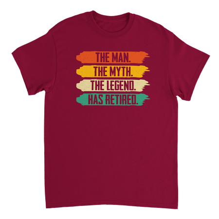 The Man The Myth The Legend Has Retired T-Shirt – Vintage Sunset Palette, Premium Cotton, Classic Fit, Retirement Gift - KPAP Canada