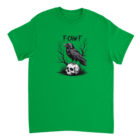 Gothic Raven Skull 'F - CAW - F' T-Shirt – Edgy Heavyweight Cotton, Classic Fit, Durable Casual Wear - KPAP Canada
