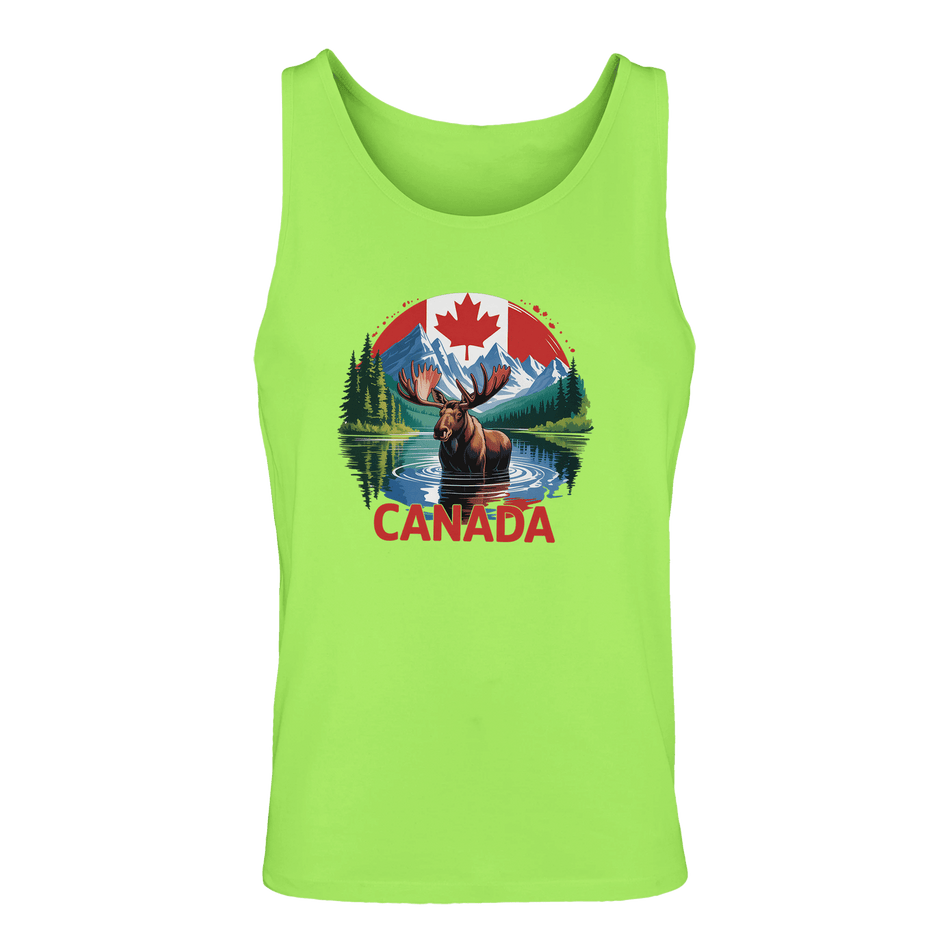 Canadian Moose & Mountains Tank Top – Men's Mid - Weight Cotton Tee - KPAP Canada