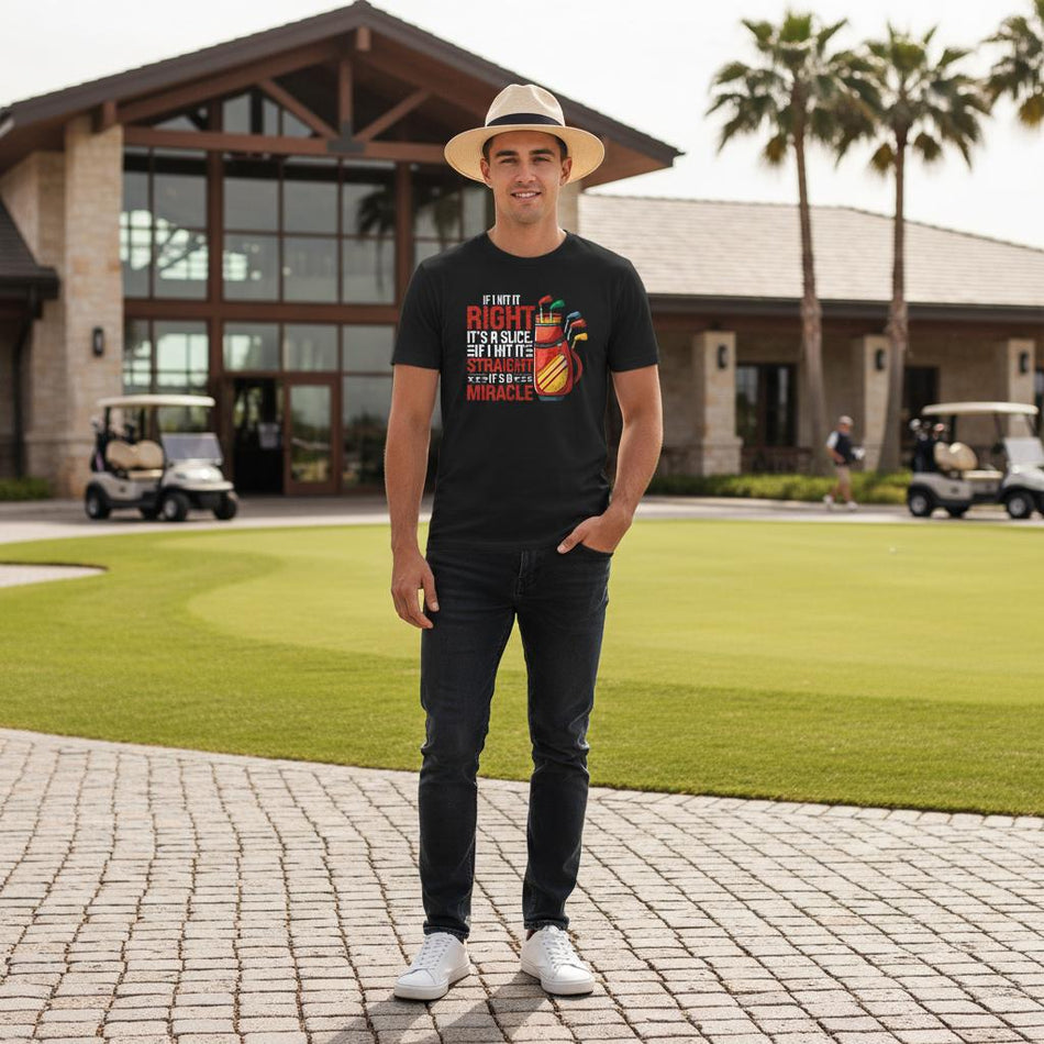 Right Straight Miracle Golf Dad T-Shirt – Heavyweight Cotton, Classic Fit, Durable Casual Wear for Golf Lovers - KPAP Canada