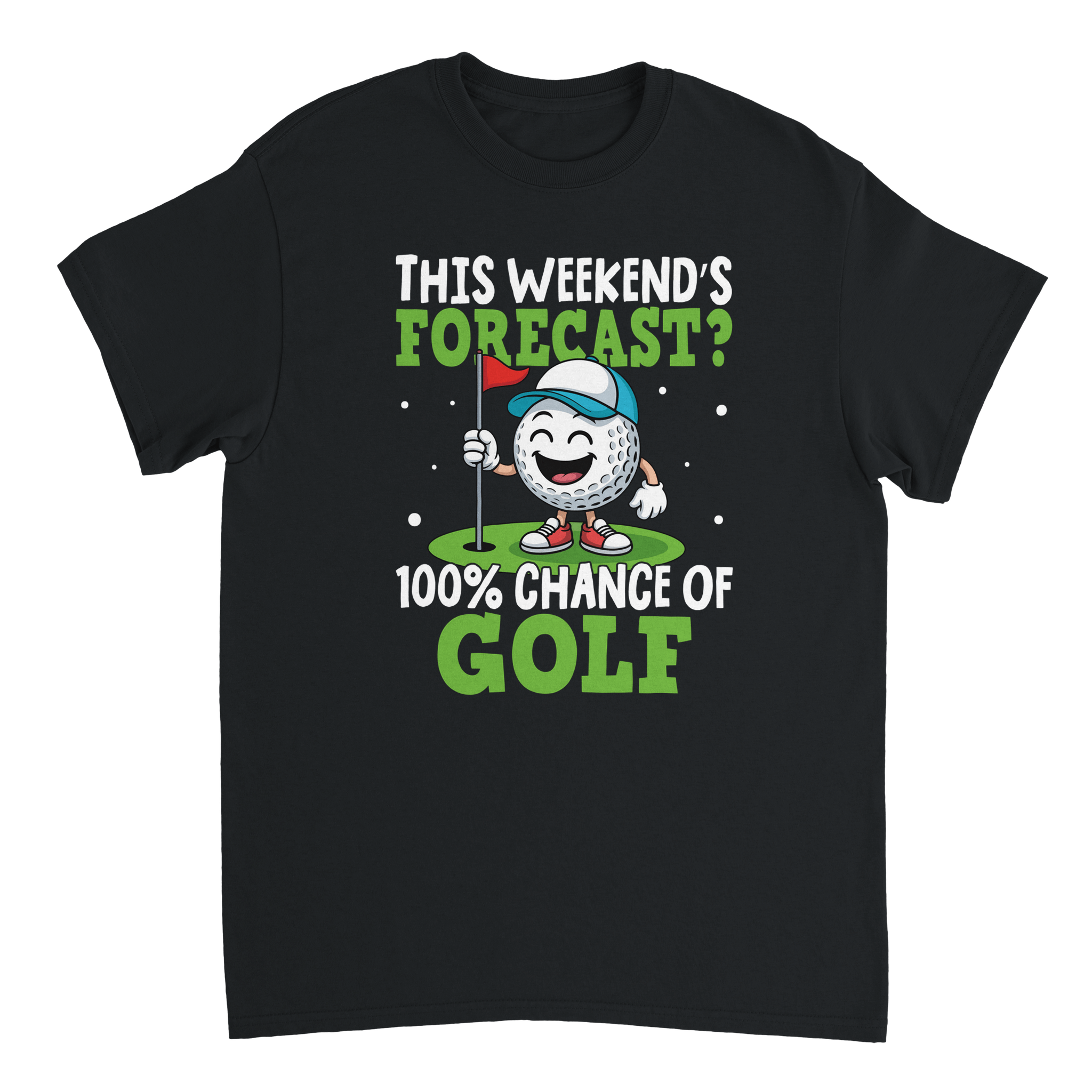 Weekend Forecast Golf T-Shirt – 100% Chance of Golf, Heavyweight Cotton, Classic Fit for Golf Lovers - KPAP Canada