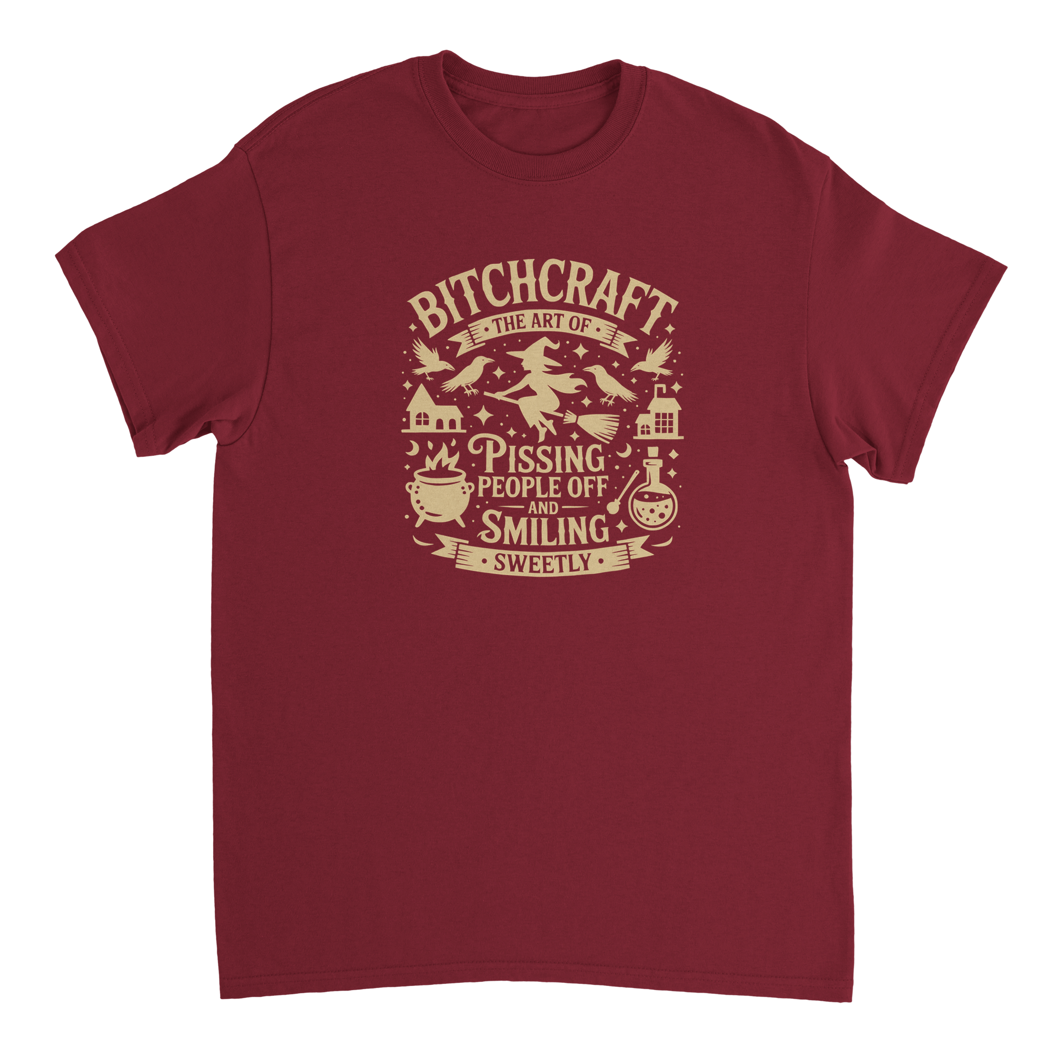 Bitchcraft: The Art of Pissing People Off & Smiling Sweetly T-Shirt – Witchy, Sassy & Spooky Cotton Tee - KPAP Canada