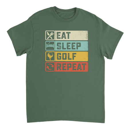 Eat Sleep Golf Repeat T-Shirt – Heavyweight Cotton, Classic Fit, Durable Casual Tee for Golfers - KPAP Canada
