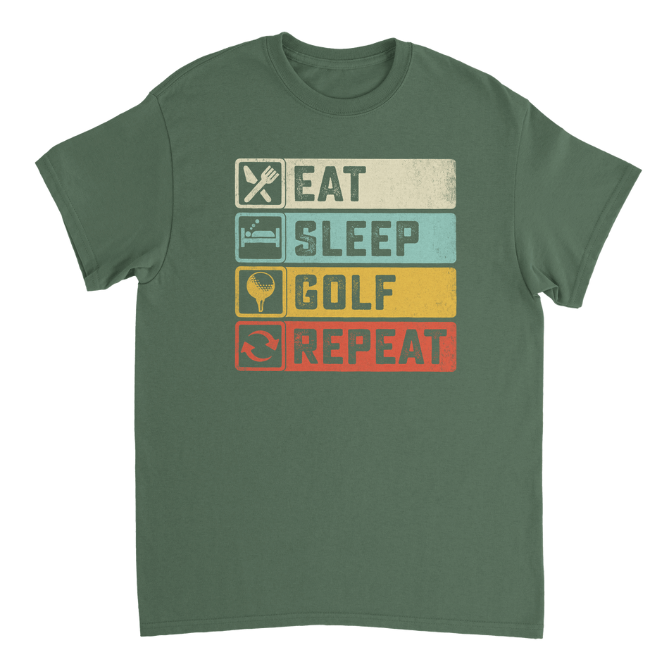 Eat Sleep Golf Repeat T-Shirt – Heavyweight Cotton, Classic Fit, Durable Casual Tee for Golfers - KPAP Canada