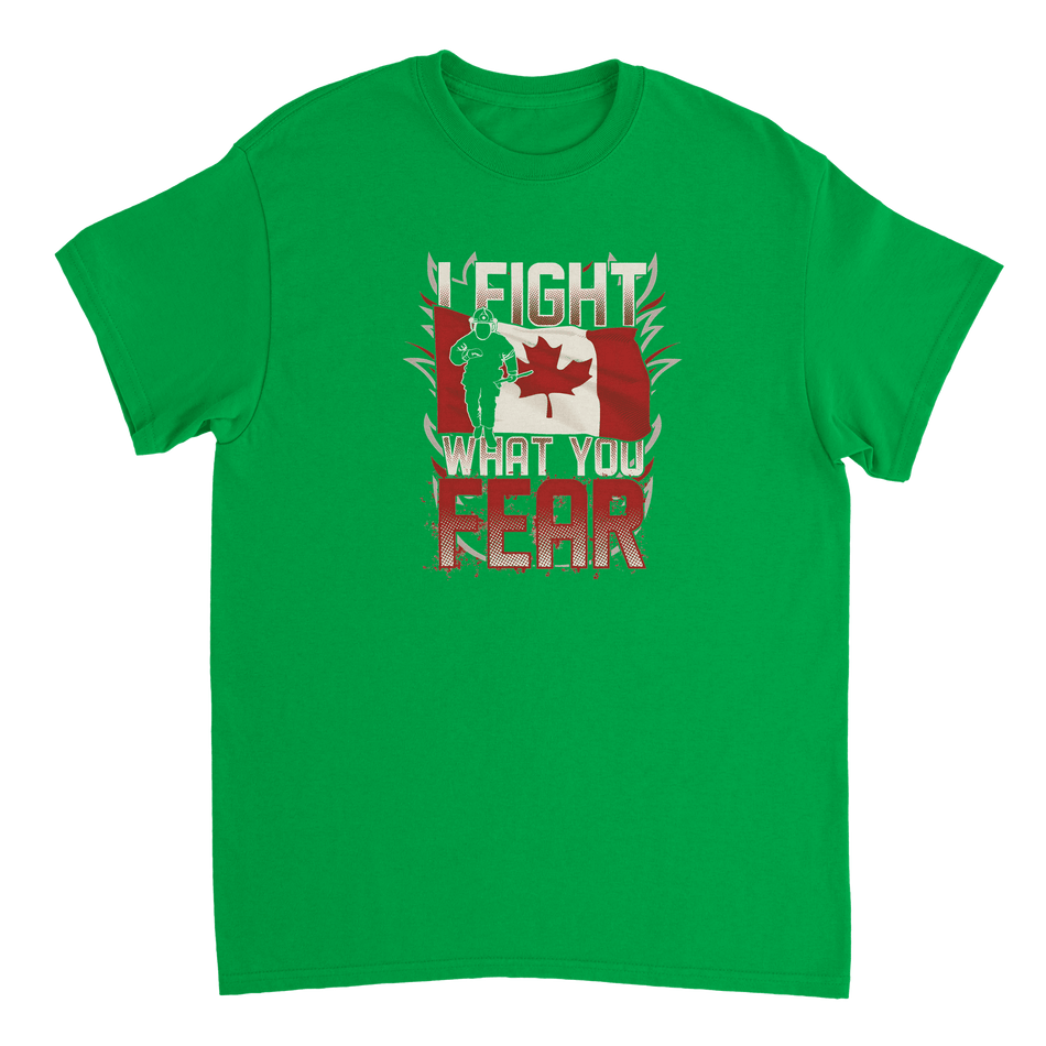 Canadian Firefighter 'I Fight What You Fear' T-Shirt – Premium Cotton, Bold Design, Everyday Hero Wear - KPAP Canada