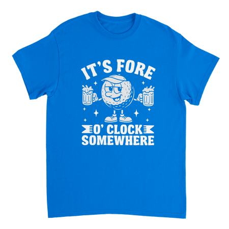 It's Fore O'Clock Somewhere Golf T-Shirt – Heavyweight Cotton, Classic Fit, Durable Casual Wear - KPAP Canada