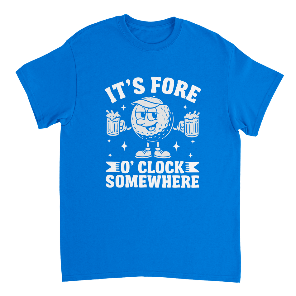 It's Fore O'Clock Somewhere Golf T-Shirt – Heavyweight Cotton, Classic Fit, Durable Casual Wear - KPAP Canada