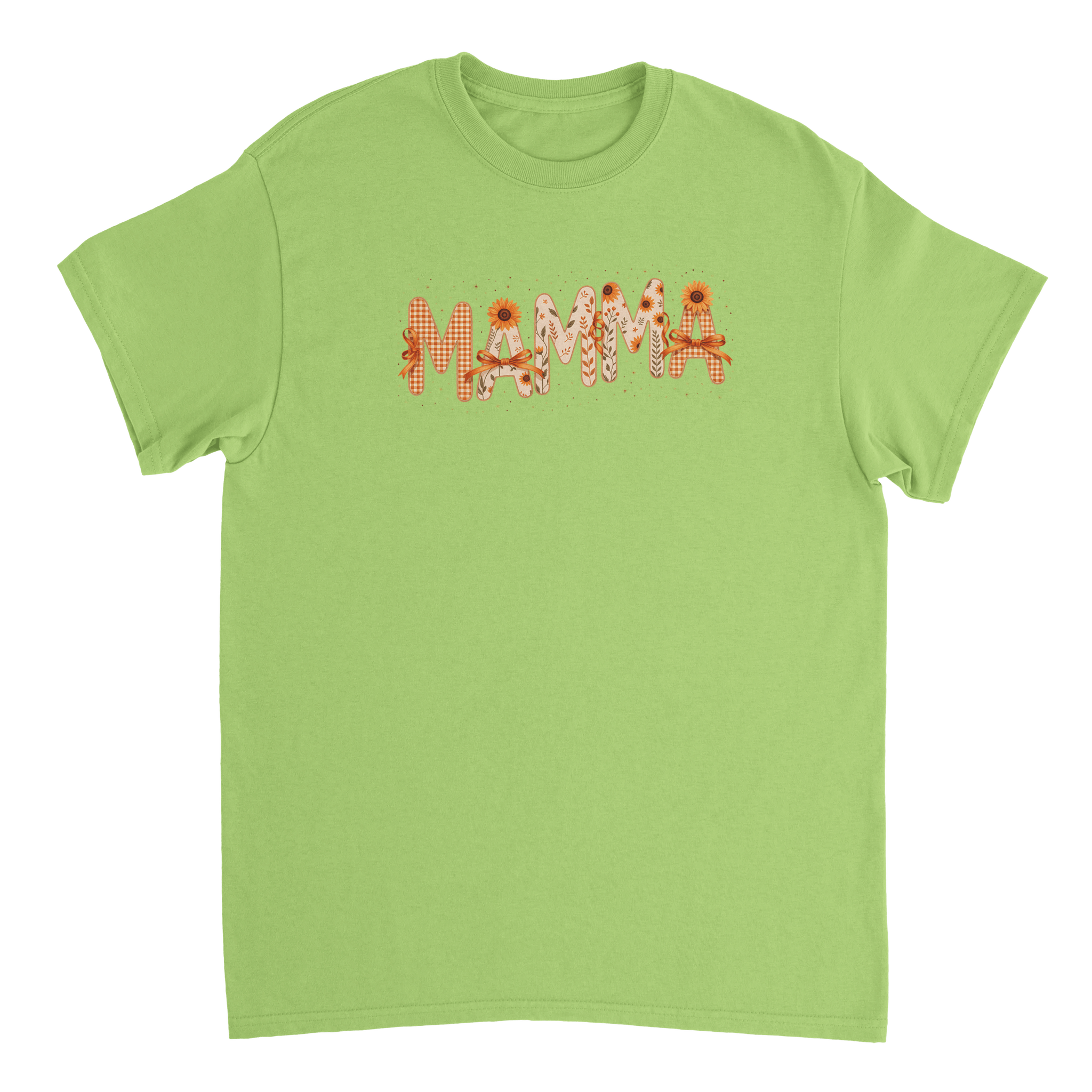Autumn 'MAMMA' T-Shirt – Sunflower & Gingham Print, Heavyweight Cotton, Classic Fit for Everyday Comfort - KPAP Canada