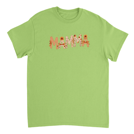 Autumn 'MAMMA' T-Shirt – Sunflower & Gingham Print, Heavyweight Cotton, Classic Fit for Everyday Comfort - KPAP Canada