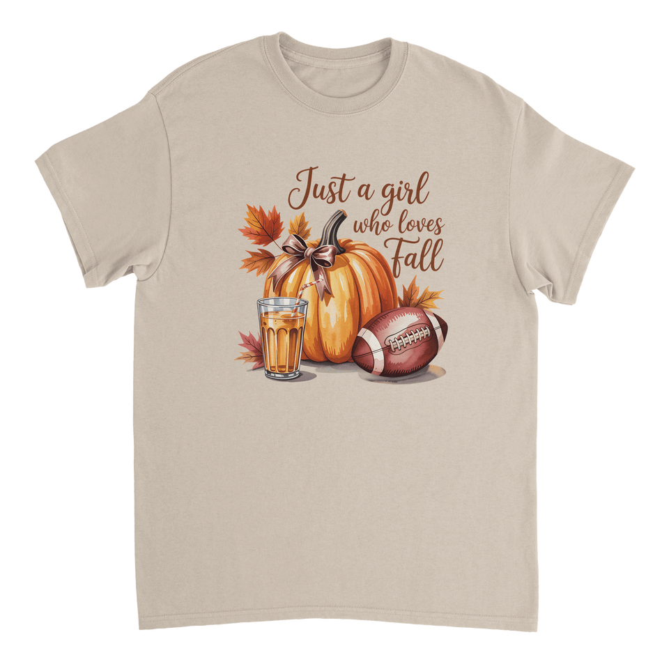 Just a Girl Who Loves Fall T-Shirt – Cozy Autumn Vibes, Premium Cotton, Classic Fit for Everyday Comfort - KPAP Canada