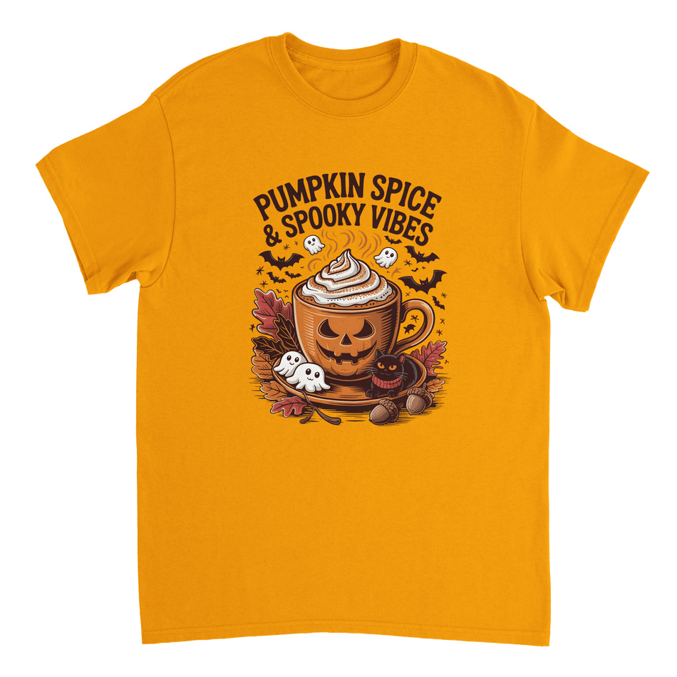 Spooky Pumpkin Spice Latte T-Shirt – Autumn Vibes, Halloween Fun, Heavyweight Cotton Tee - KPAP Canada