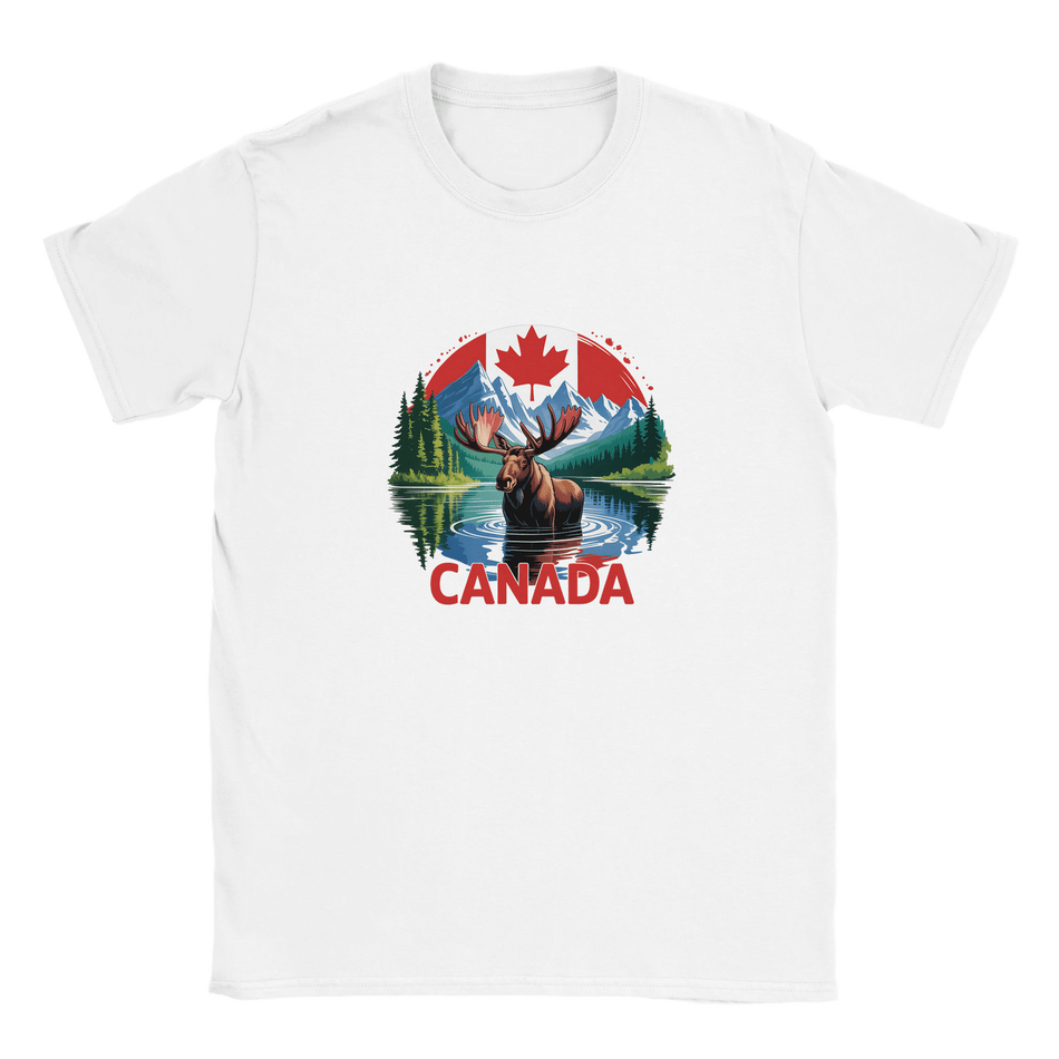 Kids Moose and Mountains T-Shirt - Soft Heavyweight Fabric - KPAP Canada