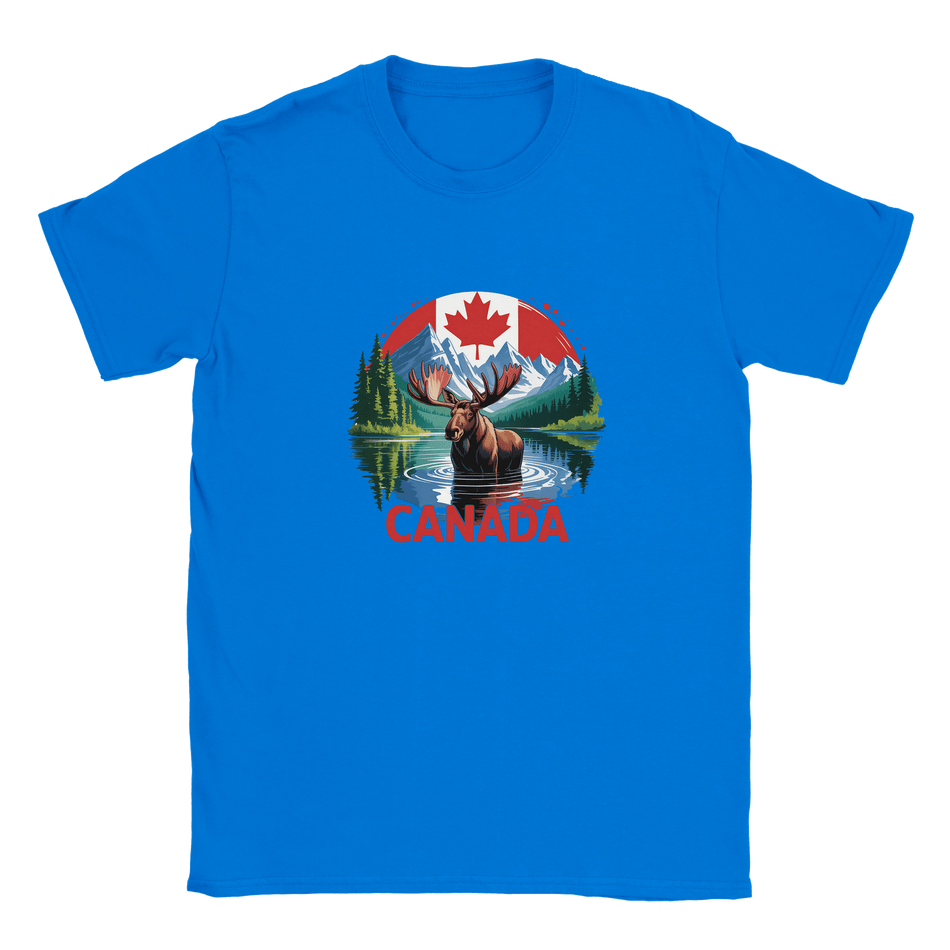 Kids Moose and Mountains T-Shirt - Soft Heavyweight Fabric - KPAP Canada