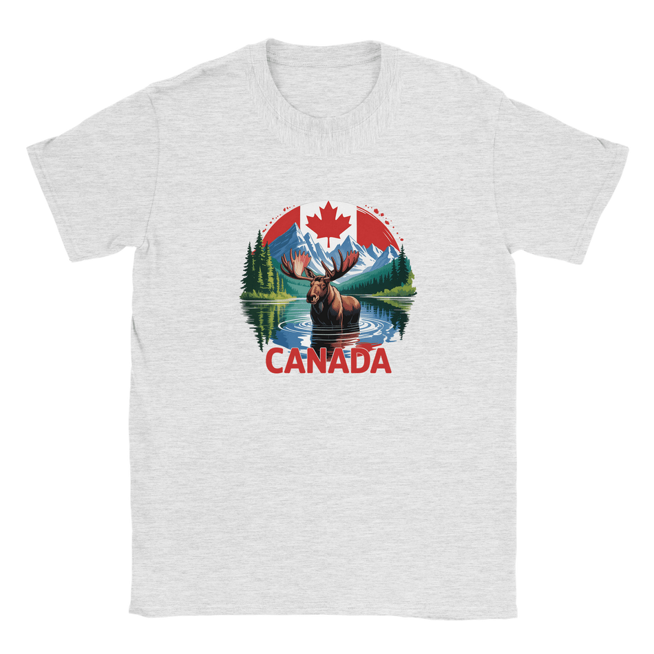Kids Moose and Mountains T-Shirt - Soft Heavyweight Fabric - KPAP Canada