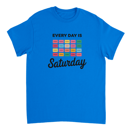 Every Day Is Saturday Fun Tee – Retro Pastel Blocks, Heavyweight Cotton, Classic Fit, Durable Casual Wear - KPAP Canada