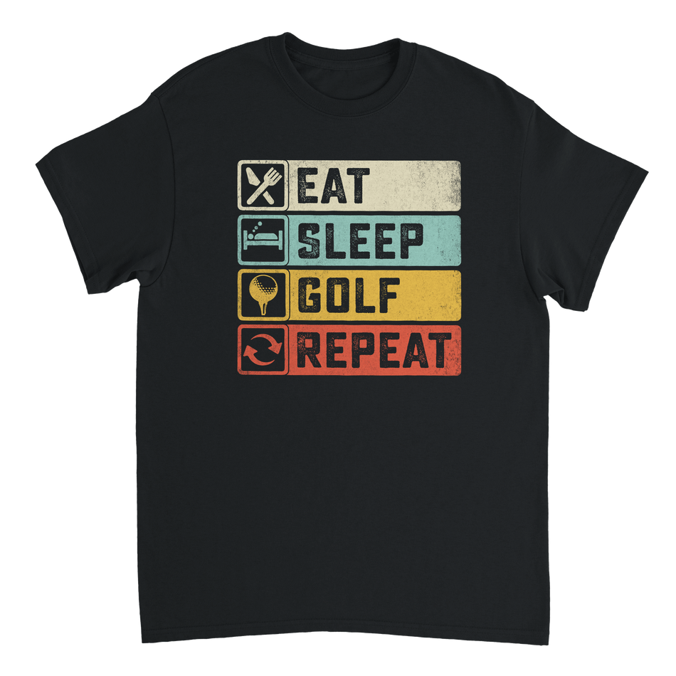 Eat Sleep Golf Repeat T-Shirt – Heavyweight Cotton, Classic Fit, Durable Casual Tee for Golfers - KPAP Canada