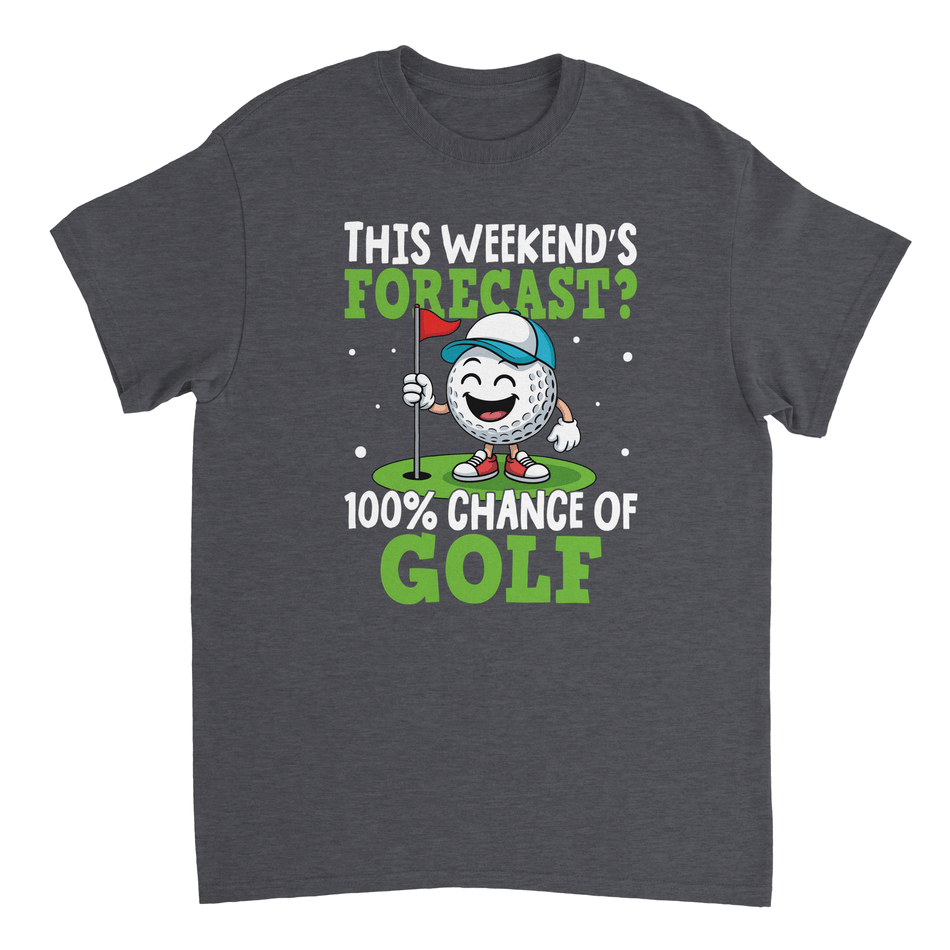 Weekend Forecast Golf T-Shirt – 100% Chance of Golf, Heavyweight Cotton, Classic Fit for Golf Lovers - KPAP Canada