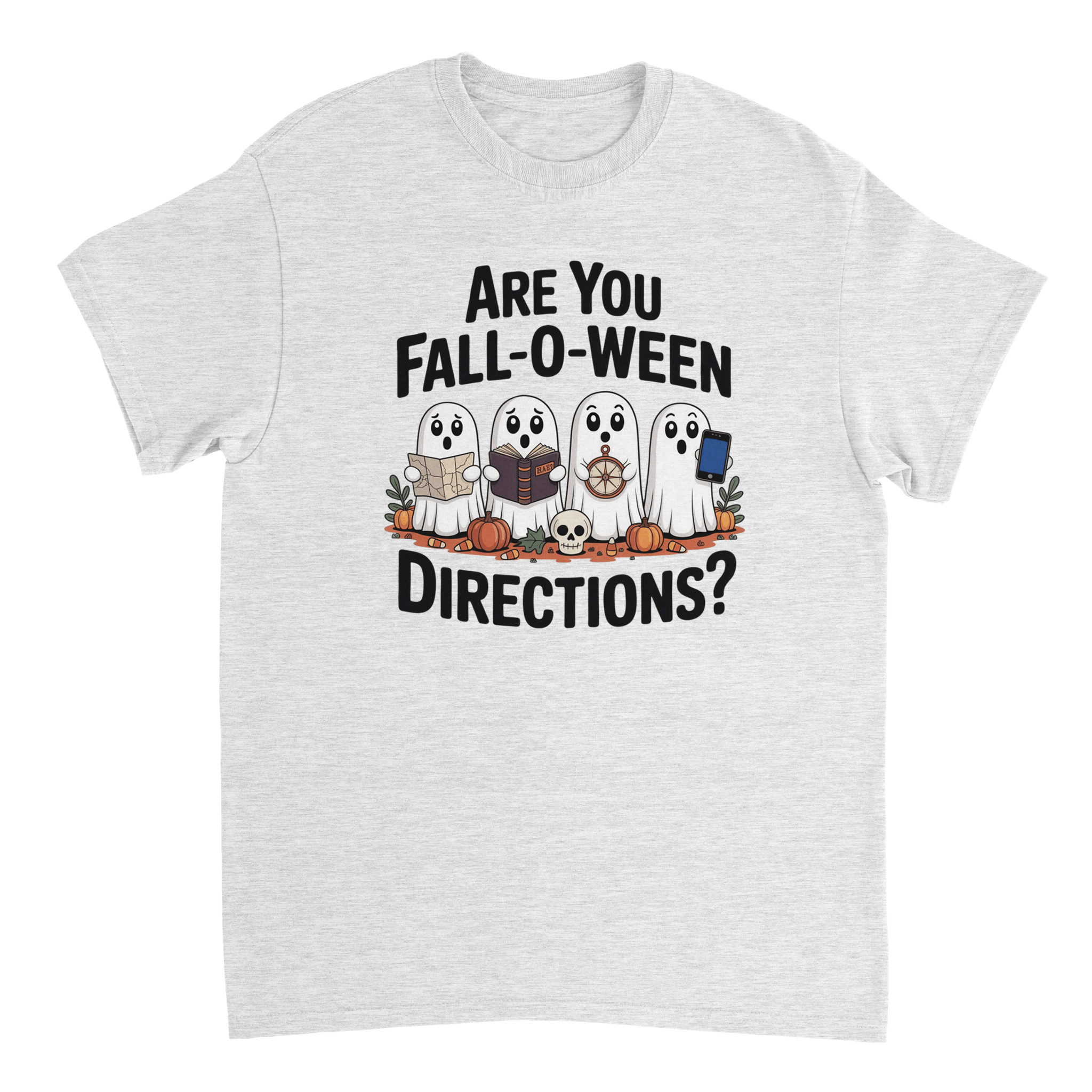 Are You Fall - O - Ween Directions? Funny Ghost Halloween T-Shirt – Spooky Season Heavyweight Cotton Tee - KPAP Canada