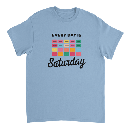 Every Day Is Saturday Fun Tee – Retro Pastel Blocks, Heavyweight Cotton, Classic Fit, Durable Casual Wear - KPAP Canada