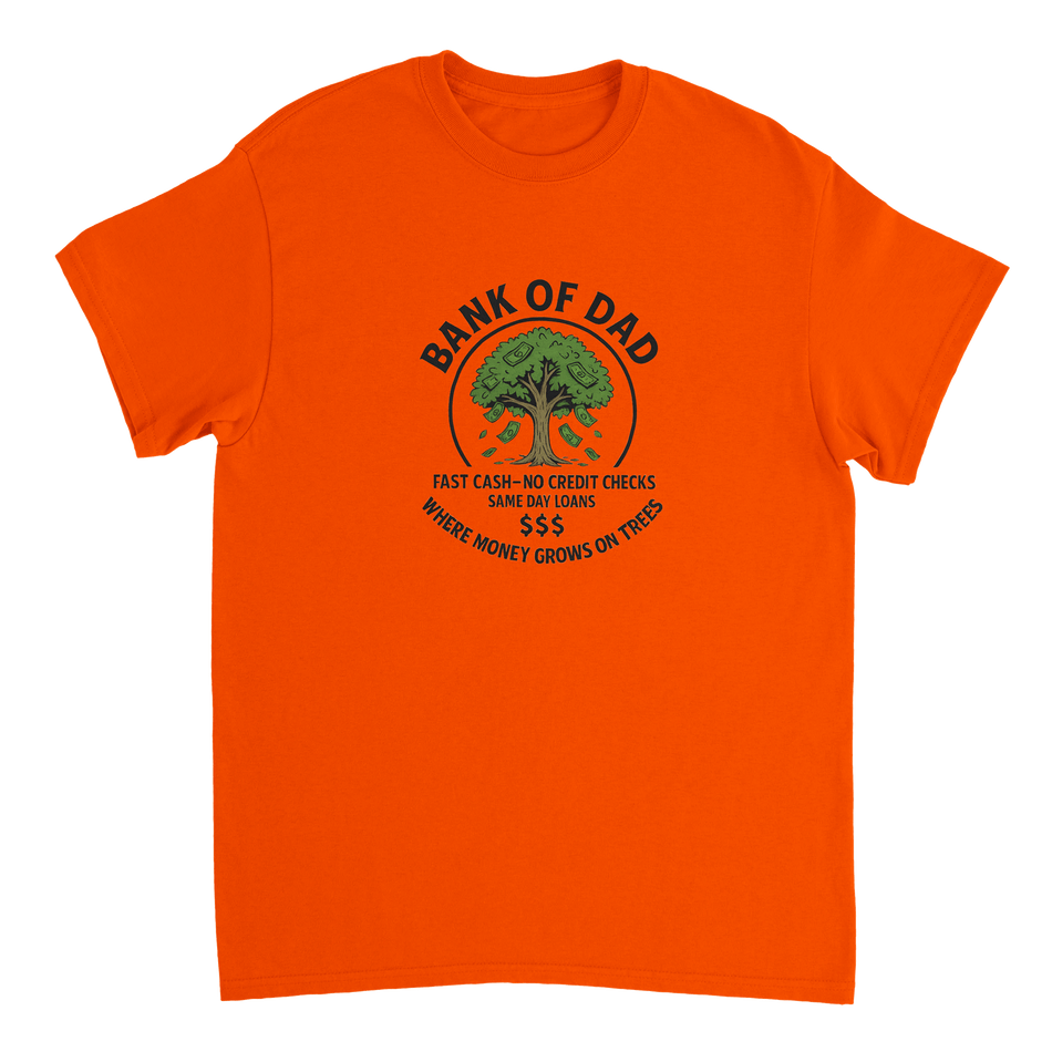 Bank of Dad T-Shirt – Humorous Money Tree Design, Heavyweight Cotton, Classic Fit for Everyday Fun - KPAP Canada