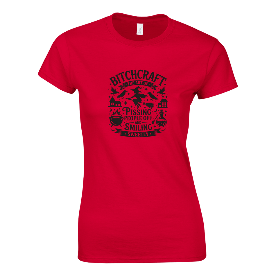 Ladies T-Shirt - Bitchcraft: The Art of Pissing People Off & Smiling Sweetly - KPAP Canada