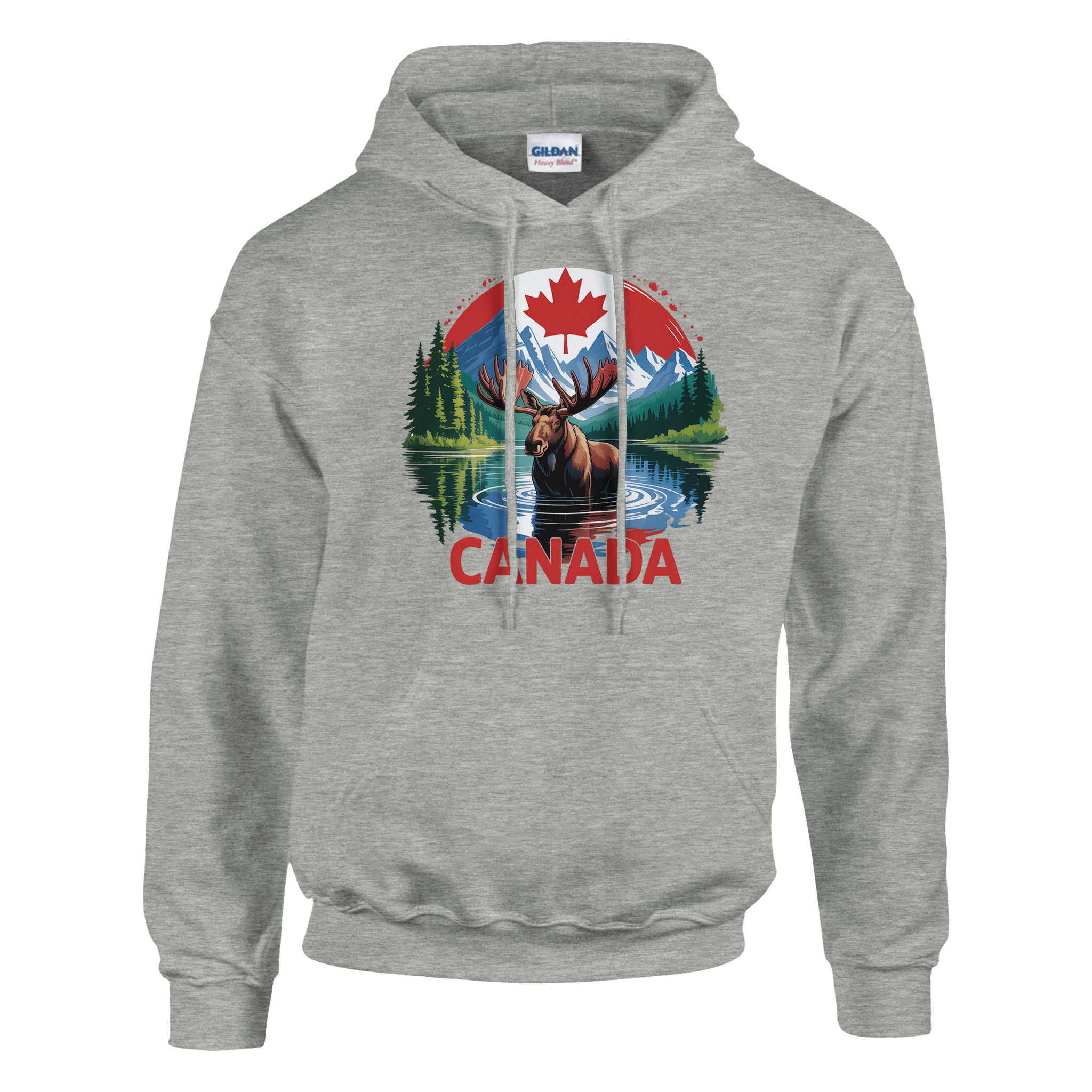 Canadian Moose & Mountains Pullover Hoodie – Heavy Blend Comfort - KPAP Canada