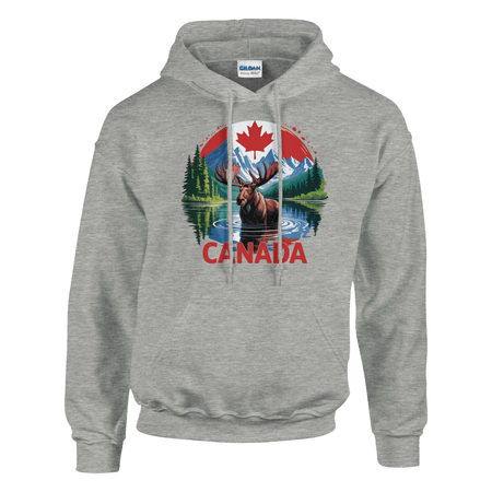 Canadian Moose & Mountains Pullover Hoodie – Heavy Blend Comfort - KPAP Canada