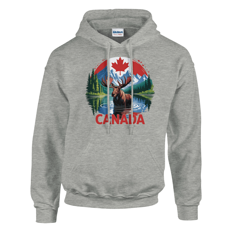 Canadian Moose & Mountains Pullover Hoodie – Heavy Blend Comfort - KPAP Canada
