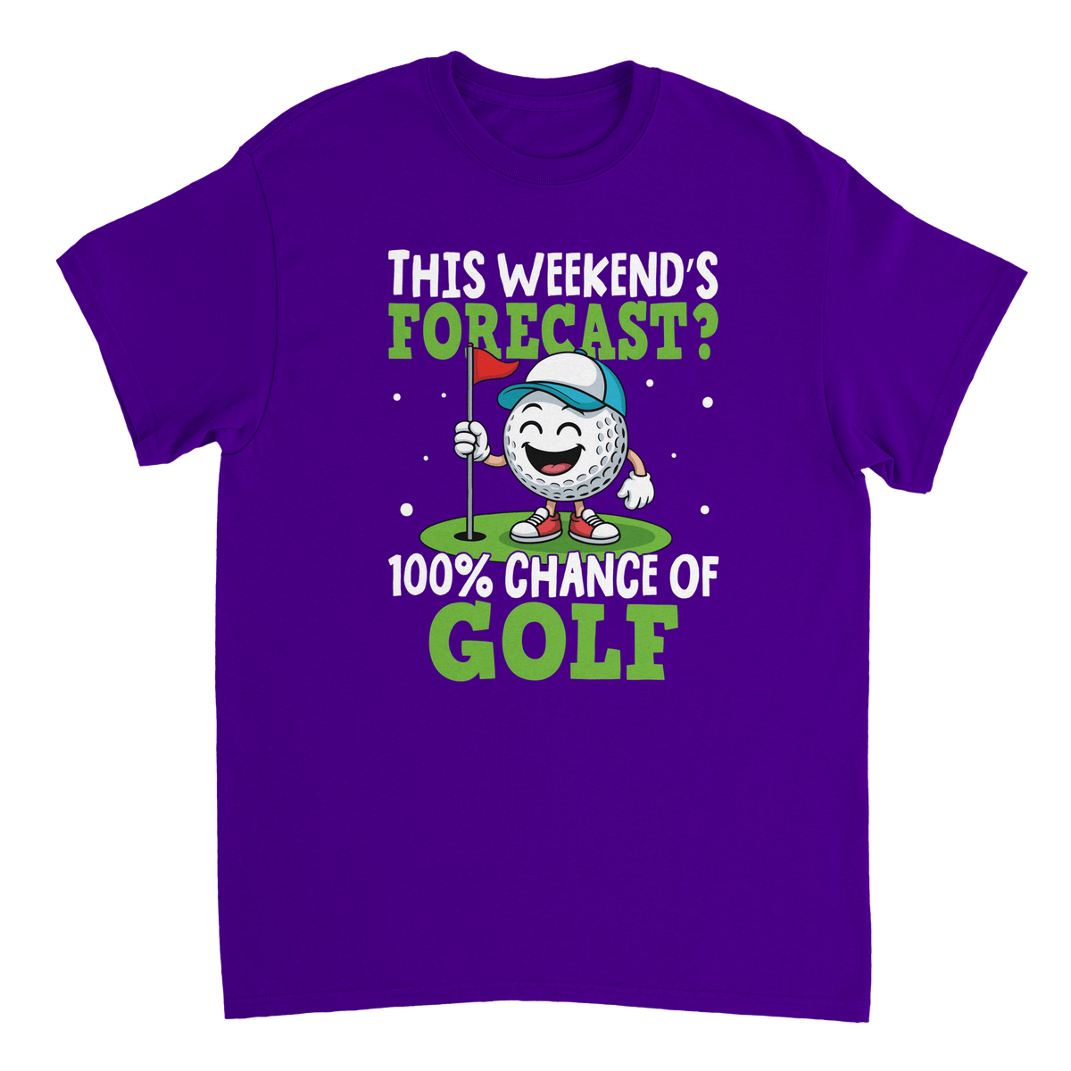 Weekend Forecast Golf T-Shirt – 100% Chance of Golf, Heavyweight Cotton, Classic Fit for Golf Lovers - KPAP Canada