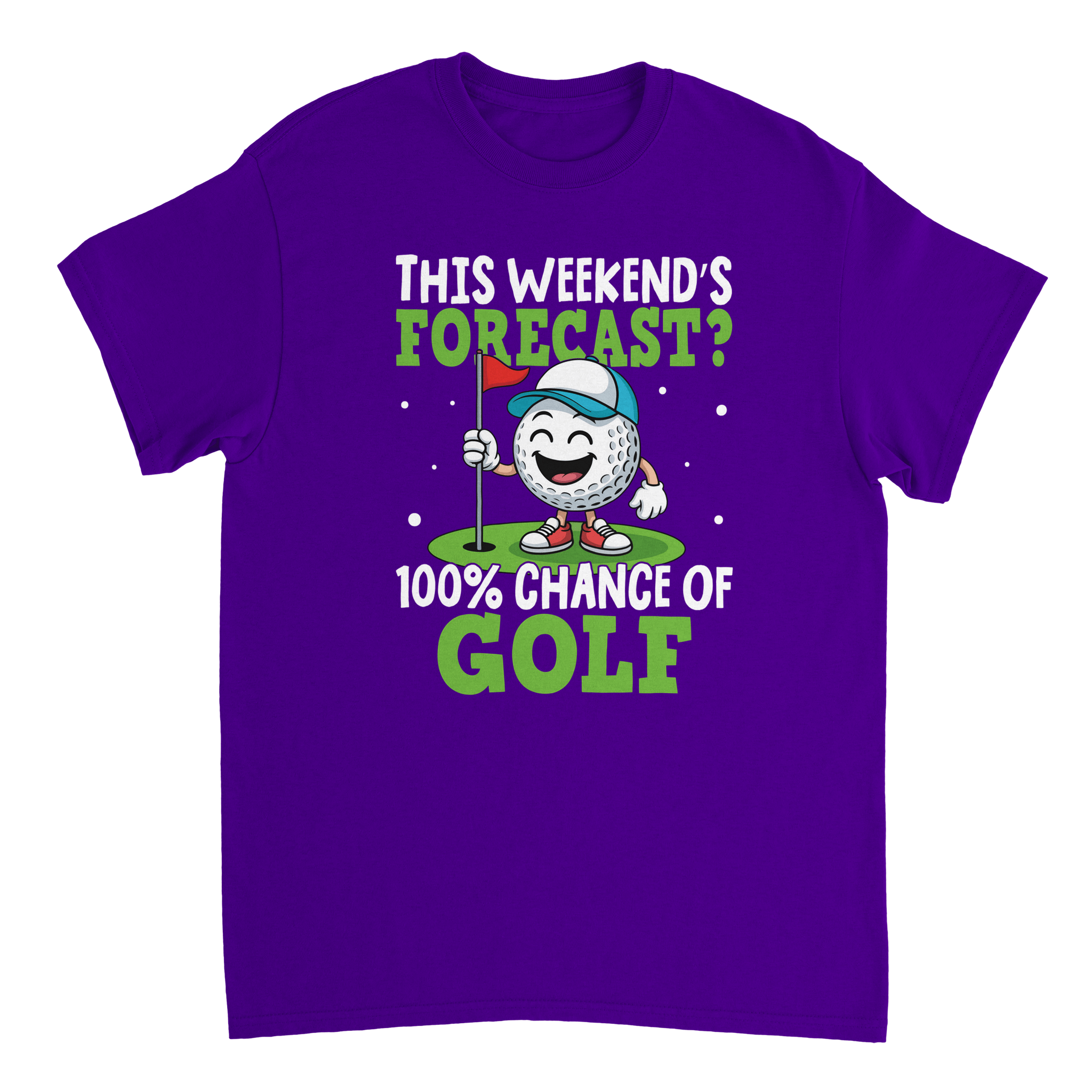 Weekend Forecast Golf T-Shirt – 100% Chance of Golf, Heavyweight Cotton, Classic Fit for Golf Lovers - KPAP Canada
