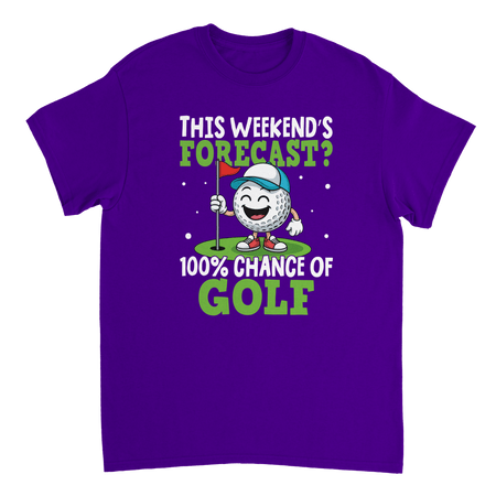 Weekend Forecast Golf T-Shirt – 100% Chance of Golf, Heavyweight Cotton, Classic Fit for Golf Lovers - KPAP Canada