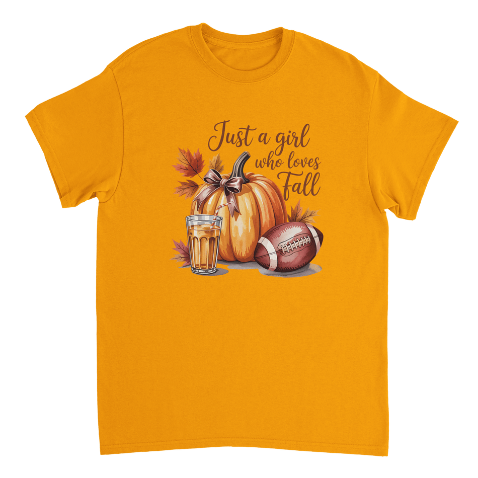 Just a Girl Who Loves Fall T-Shirt – Cozy Autumn Vibes, Premium Cotton, Classic Fit for Everyday Comfort - KPAP Canada