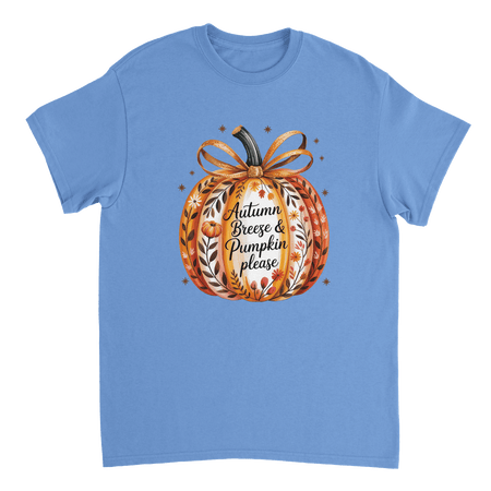 Autumn Breeze & Pumpkin Please T-Shirt – Fall Floral Design, Heavyweight Cotton, Classic Fit for Cozy Comfort - KPAP Canada