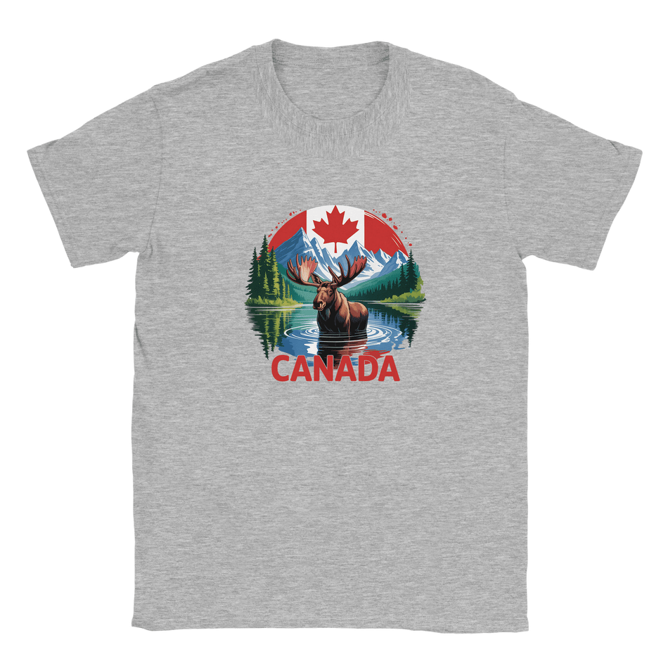 Kids Moose and Mountains T-Shirt - Soft Heavyweight Fabric - KPAP Canada