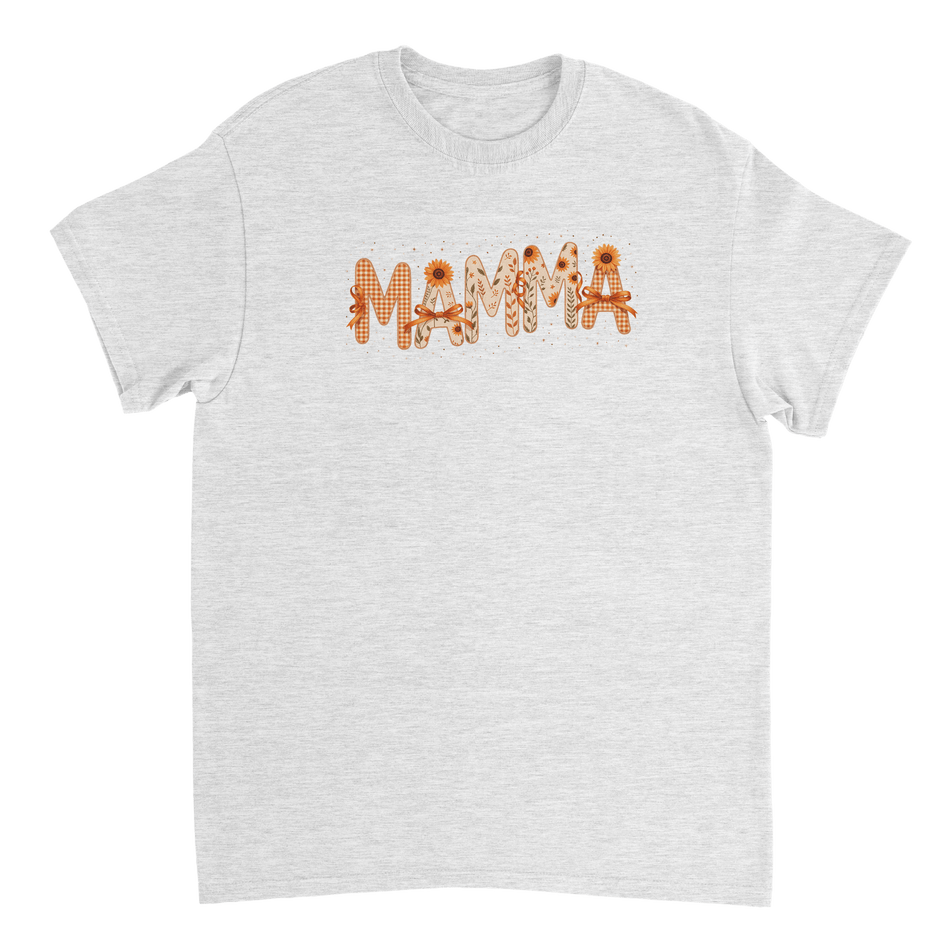 Autumn 'MAMMA' T-Shirt – Sunflower & Gingham Print, Heavyweight Cotton, Classic Fit for Everyday Comfort - KPAP Canada