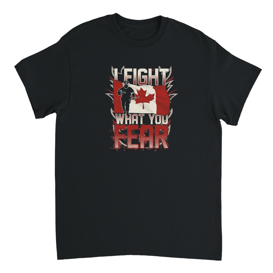 Canadian Firefighter 'I Fight What You Fear' T-Shirt – Premium Cotton, Bold Design, Everyday Hero Wear - KPAP Canada