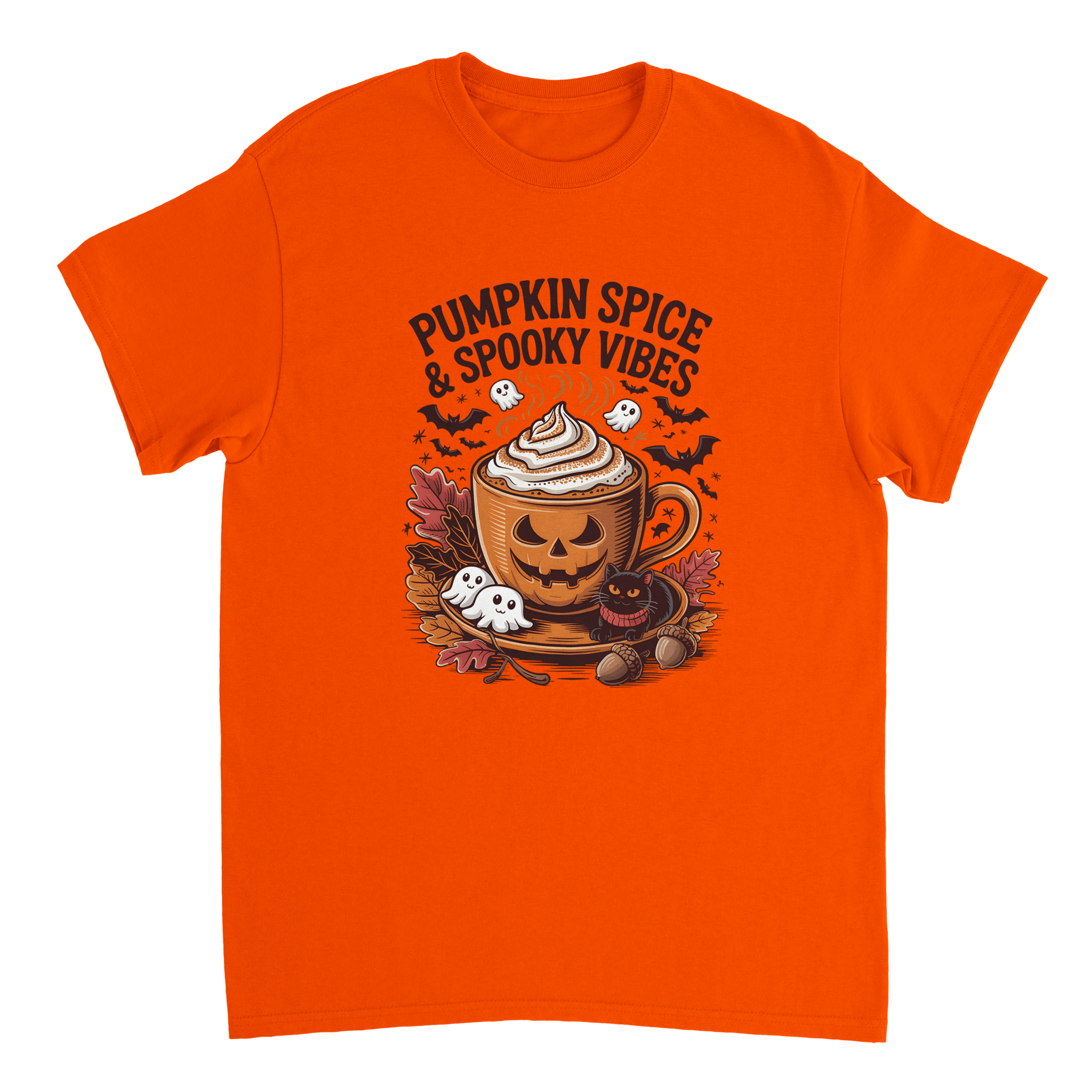 Spooky Pumpkin Spice Latte T-Shirt – Autumn Vibes, Halloween Fun, Heavyweight Cotton Tee - KPAP Canada