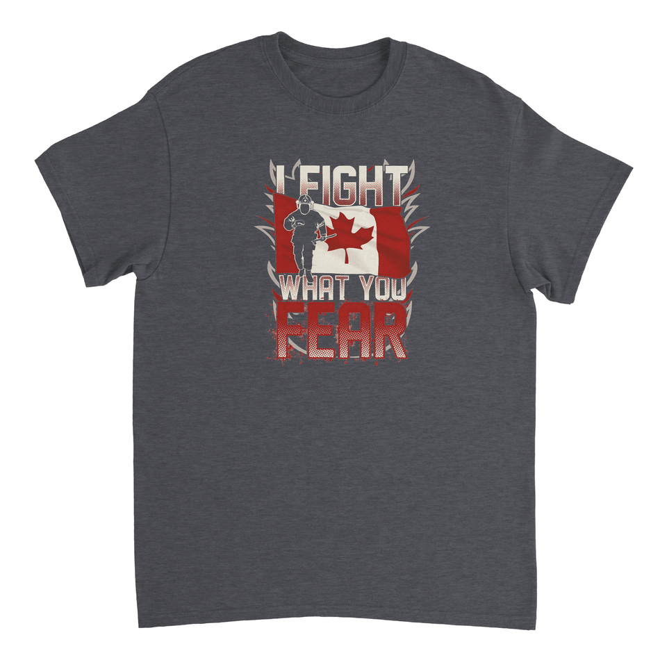 Canadian Firefighter 'I Fight What You Fear' T-Shirt – Premium Cotton, Bold Design, Everyday Hero Wear - KPAP Canada