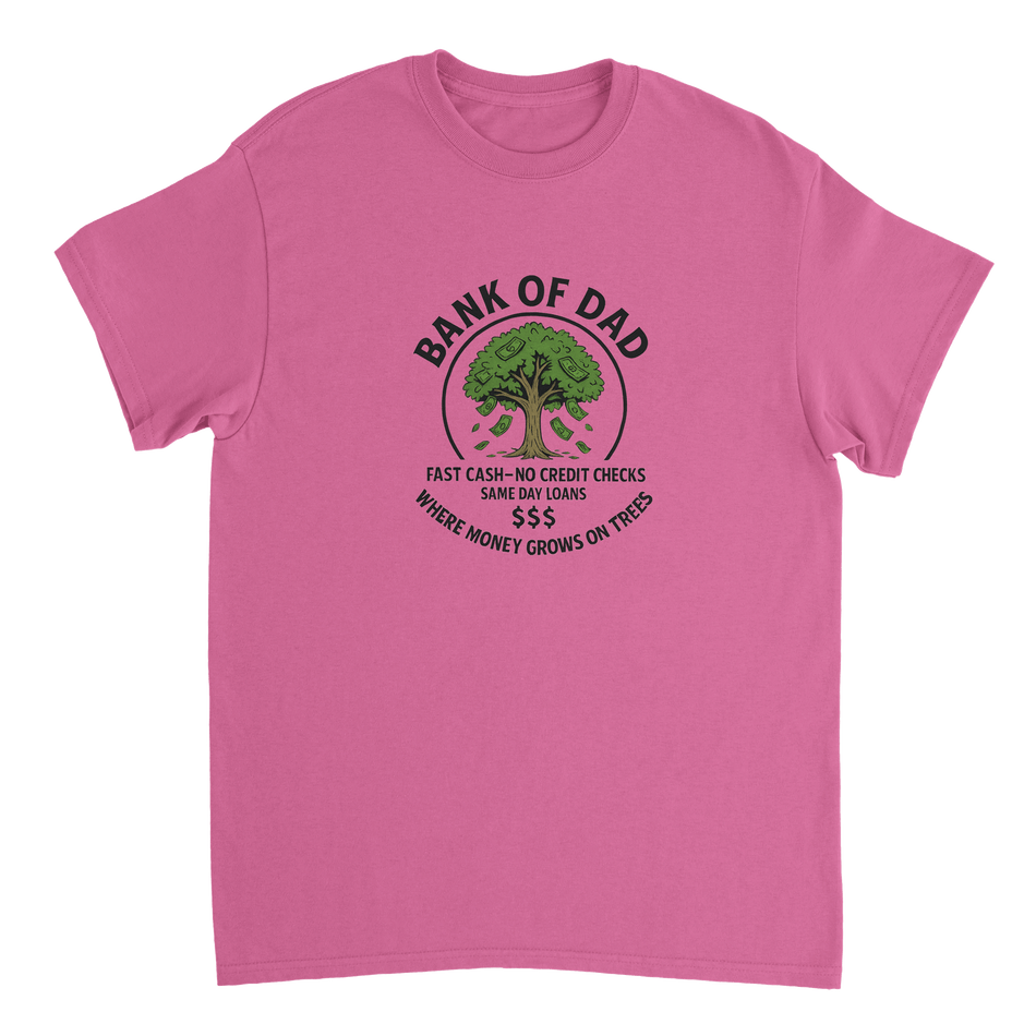 Bank of Dad T-Shirt – Humorous Money Tree Design, Heavyweight Cotton, Classic Fit for Everyday Fun - KPAP Canada