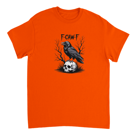 Gothic Raven Skull 'F - CAW - F' T-Shirt – Edgy Heavyweight Cotton, Classic Fit, Durable Casual Wear - KPAP Canada